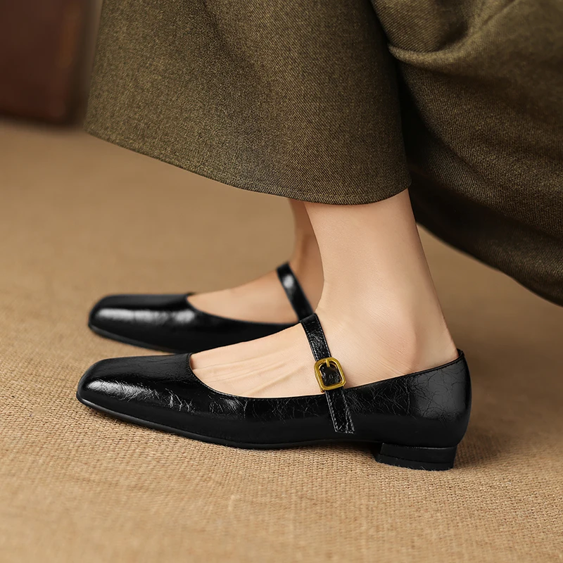 Genuine Leather Black Mary Jane Flats Single Strap Square Toe Flat Heel Shallow Cut Dressy Shoes Plus Size 34-48 for Women
Genuine Leather Black Mary Jane Flats Single Strap Square Toe Flat Heel Shallow Cut Dressy Shoes Plus Size 34-48 for Women