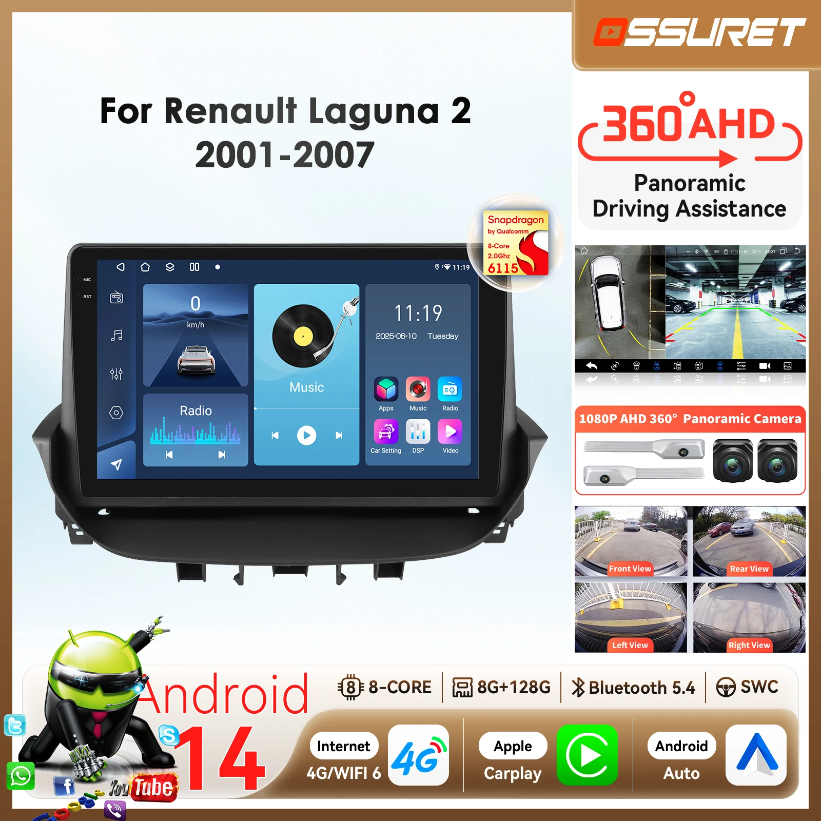 4G 8Core Android Autoradio For Renault Laguna 2 2001-2007 AI Carplay multimedia Car radio GPS Stereo 2din QLED Screen Head Unit
4G 8Core Android Autoradio For Renault Laguna 2 2001-2007 AI Carplay multimedia Car radio GPS Stereo 2din QLED Screen Head Unit
