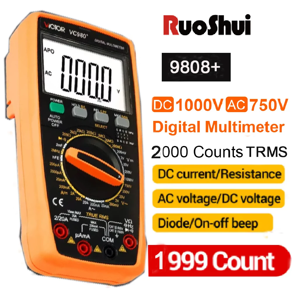 Цифровой мультиметр Высокоточный цифровой мультиметр 1999 True RMS 2000 мкФ Конденсатор 20 МГц Частотный тест температуры с LCR
Цифровой мультиметр Высокоточный цифровой мультиметр 1999 True RMS 2000 мкФ Конденсатор 20 МГц Частотный тест температуры с LCR