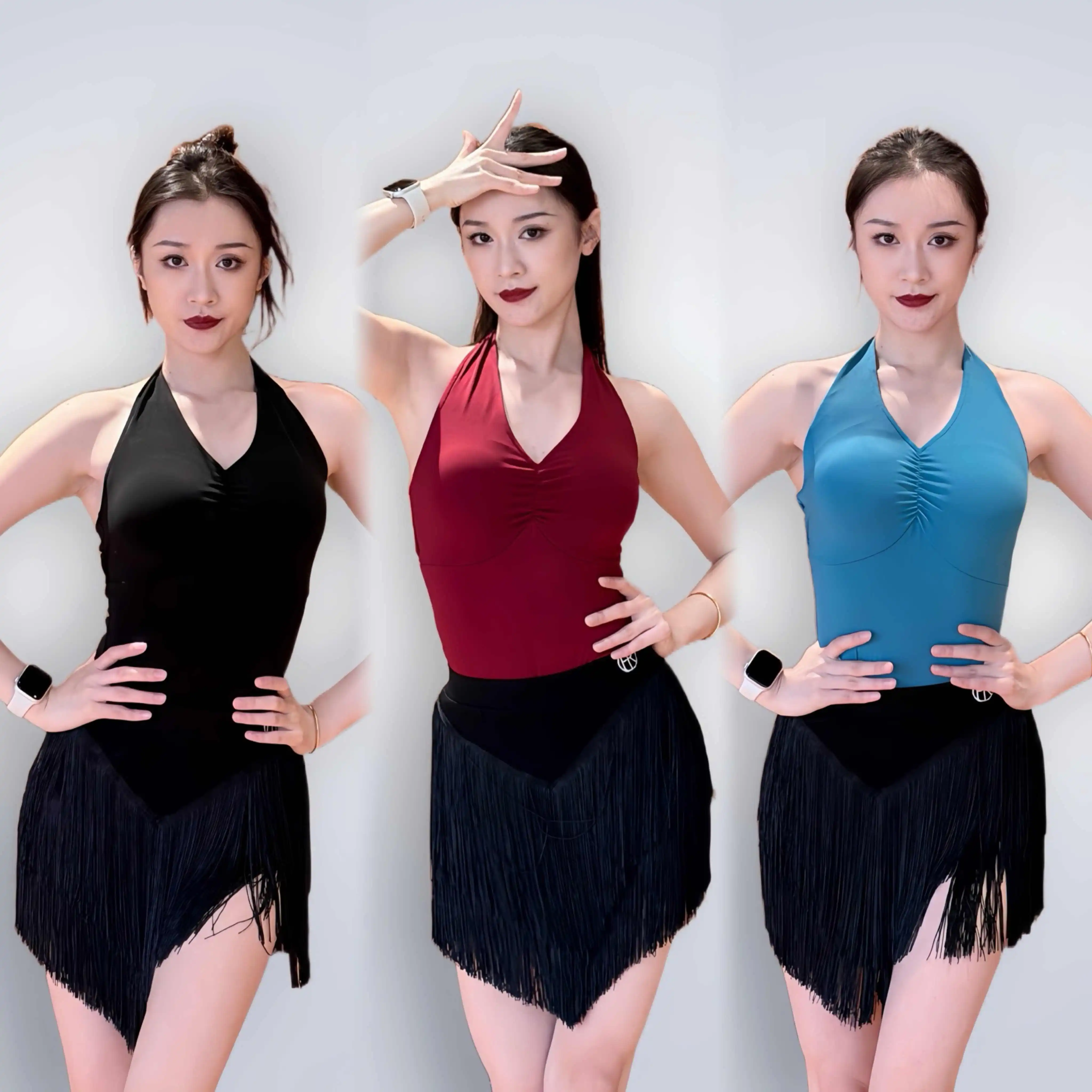 Summer Women's Latin Dance Practice Clothes Halter Neck Bodysuit Tassel Black Skirt Adult ChaCha Rumba Dance Training Wear S2325
Summer Women's Latin Dance Practice Clothes Halter Neck Bodysuit Tassel Black Skirt Adult ChaCha Rumba Dance Training Wear S2325