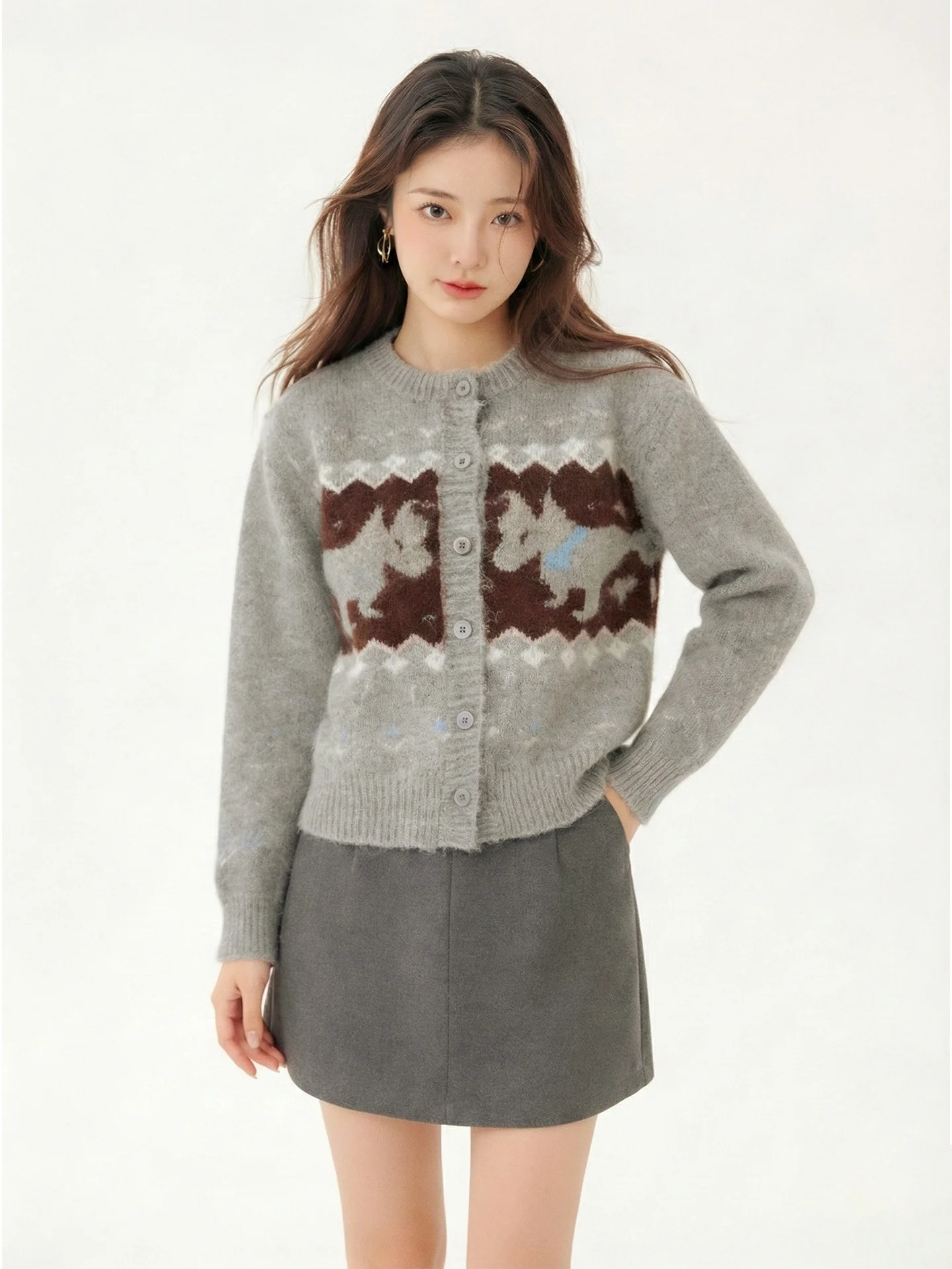 Милый корейский вязаный свитер с узором в виде собаки, длинный рукав, круглый вырез, женский, для ранней весны, повседневный, теплый и удобный
Милый корейский вязаный свитер с узором в виде собаки, длинный рукав, круглый вырез, женский, для ранней весны, повседневный, теплый и удобный