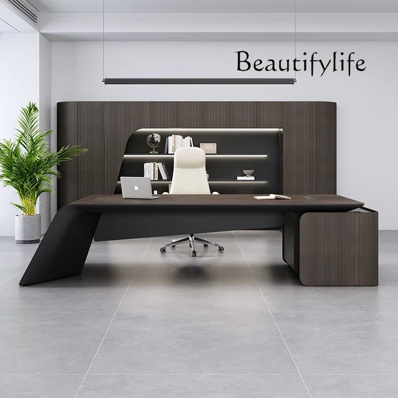 Boss table simple modern president desk office multi-functional single senior sense office desk and chair combination 
Boss table simple modern president desk office multi-functional single senior sense office desk and chair combination