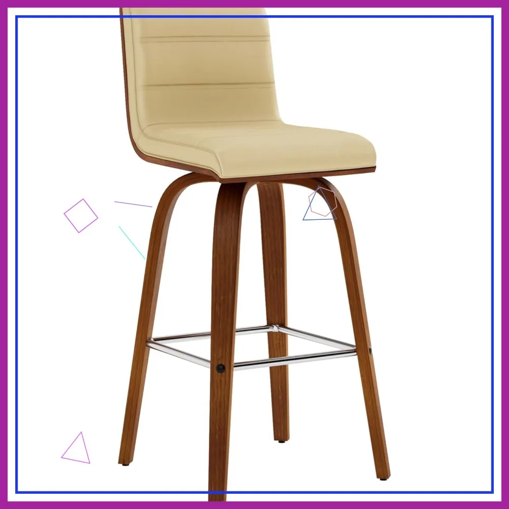Modern Swivel Counter Height Barstool with Cream Faux Leather and Walnut Wood Finish for Kitchen Island
Modern Swivel Counter Height Barstool with Cream Faux Leather and Walnut Wood Finish for Kitchen Island