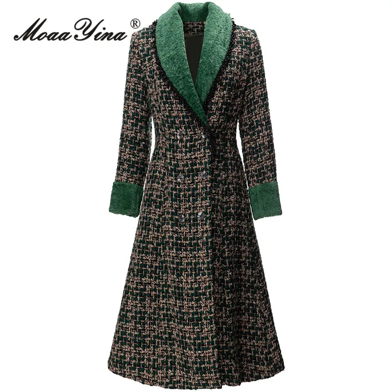 MoaaYina Winter Fashion Designer Vintage Plaid Blends Coat Women Lapel Long Sleeve Double Breasted Pocket Slim Long Blends Coat
MoaaYina Winter Fashion Designer Vintage Plaid Blends Coat Women Lapel Long Sleeve Double Breasted Pocket Slim Long Blends Coat