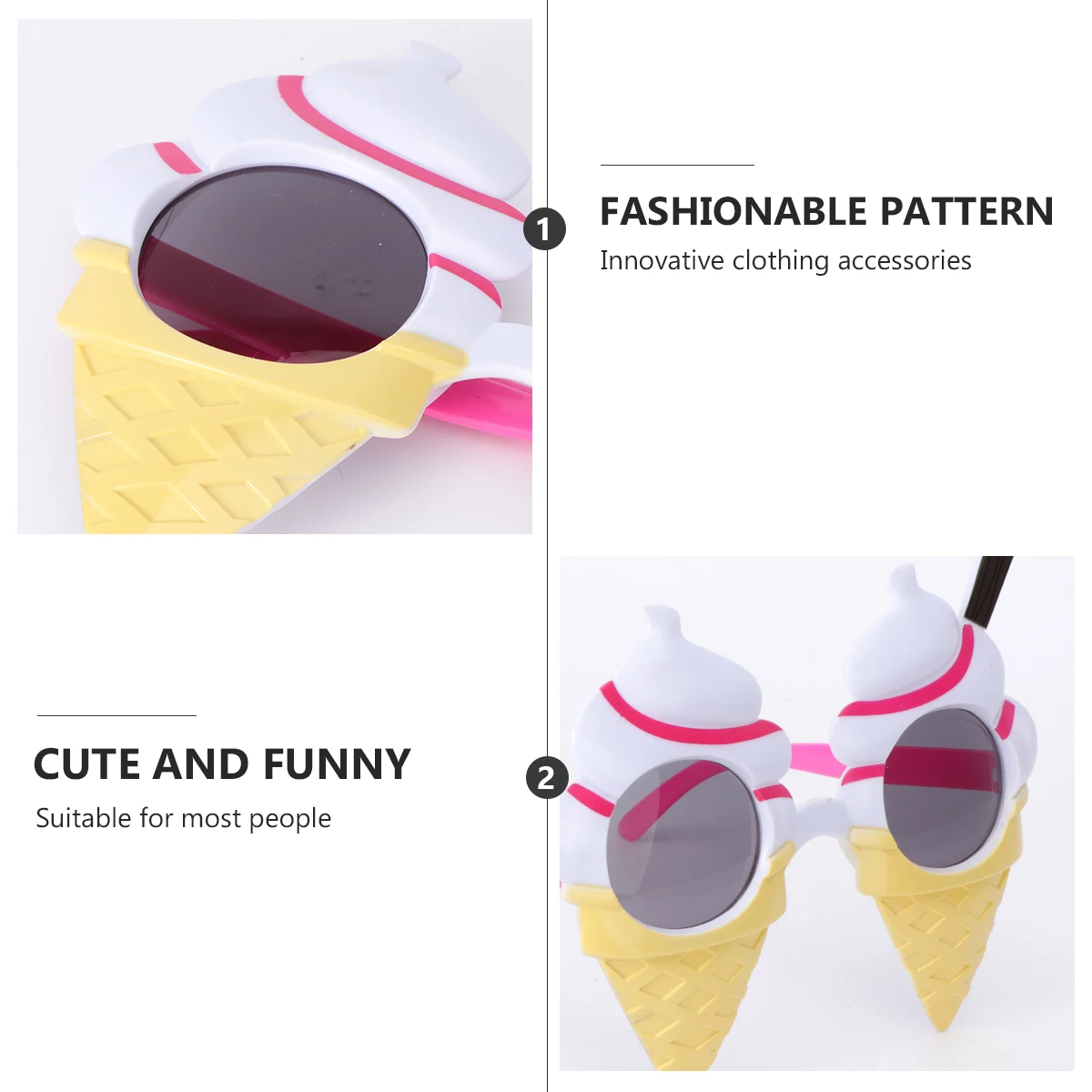 2 Pairs Funny Ice Cream Glasses Novelty Sunglasses for Party Adults Child Birthday Holiday Decor Plastic Creative Design
2 Pairs Funny Ice Cream Glasses Novelty Sunglasses for Party Adults Child Birthday Holiday Decor Plastic Creative Design
