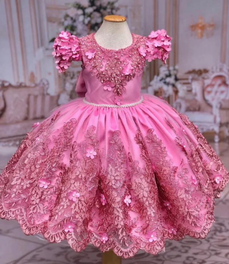 Pink Flower Girl Dresses Beads Applique Puffy Kids Birthday Pageant Dress Children For Wedding Ball Gown
Pink Flower Girl Dresses Beads Applique Puffy Kids Birthday Pageant Dress Children For Wedding Ball Gown