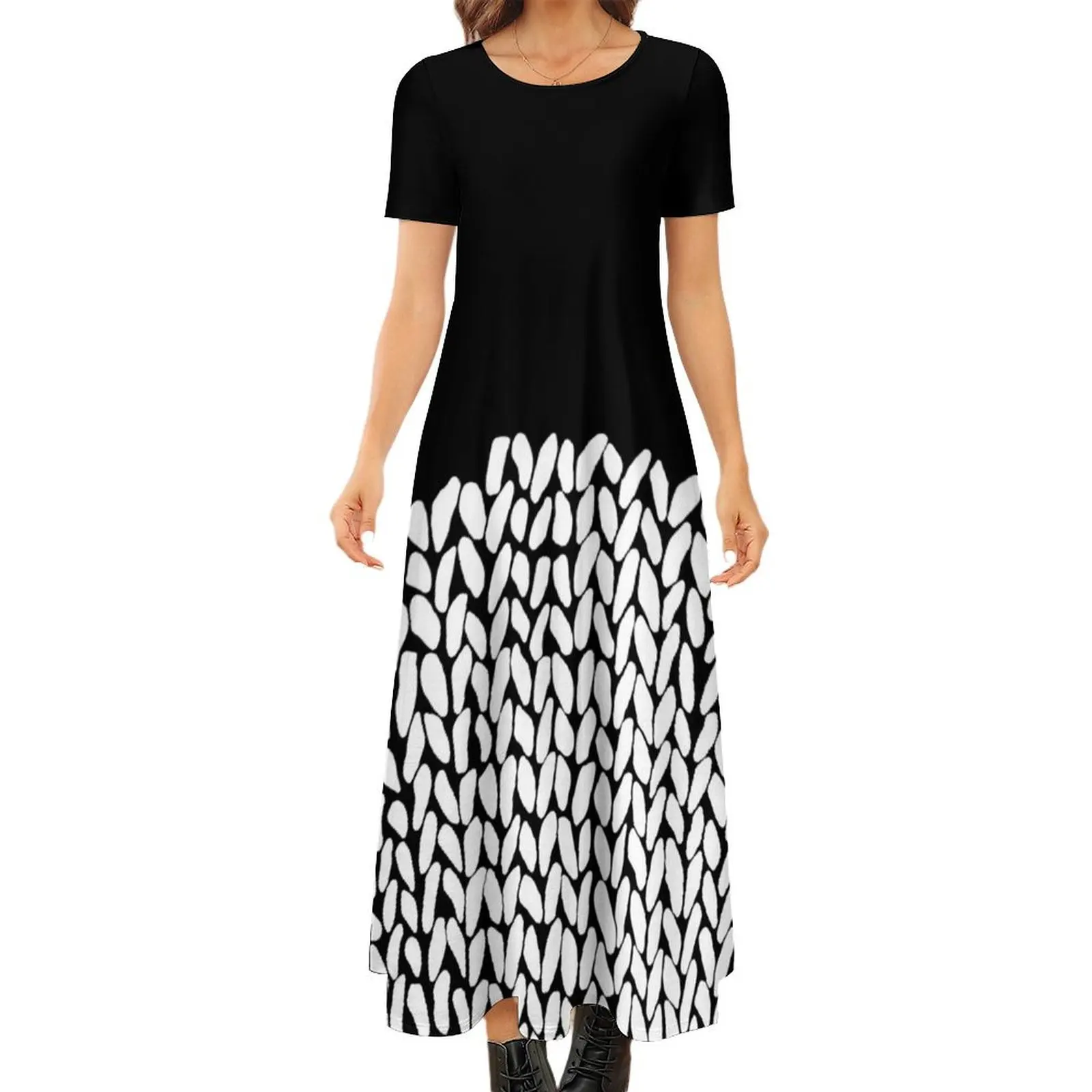 Half Knit Round Neck Short Sleeve Dress elegant dresses plus sizes Women"s summer skirt
Half Knit Round Neck Short Sleeve Dress elegant dresses plus sizes Women"s summer skirt
