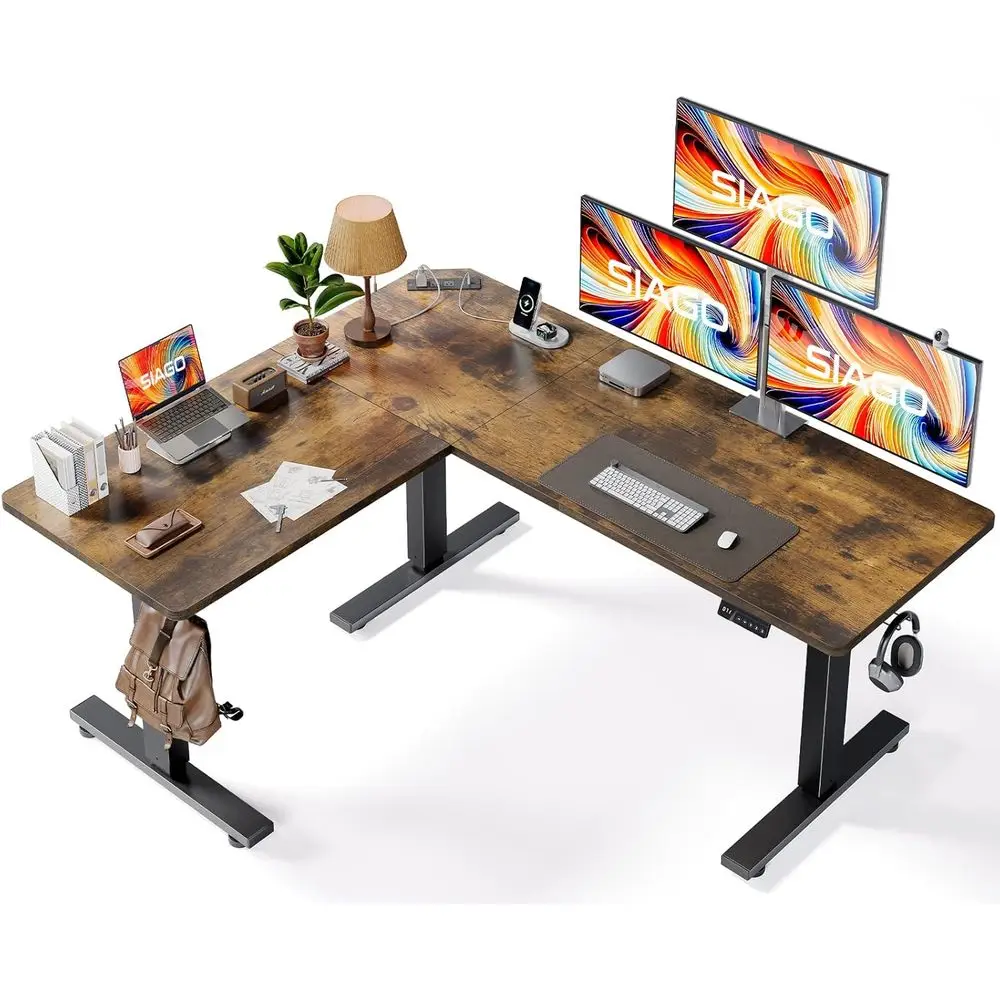 63x55 L-Shaped Adjustable Standing Desk with Charging Station and Memory Controller for Home Office
63x55 L-Shaped Adjustable Standing Desk with Charging Station and Memory Controller for Home Office