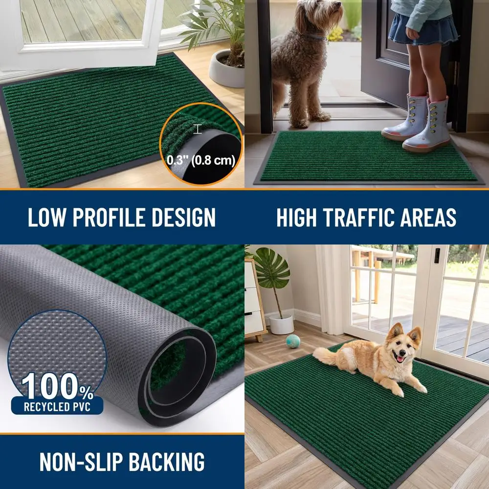 Indoor/Outdoor Door Mat, Waterproof & Fade Resistant, Low Profile, Easy to Clean, 40x32, Green
Indoor/Outdoor Door Mat, Waterproof & Fade Resistant, Low Profile, Easy to Clean, 40x32, Green