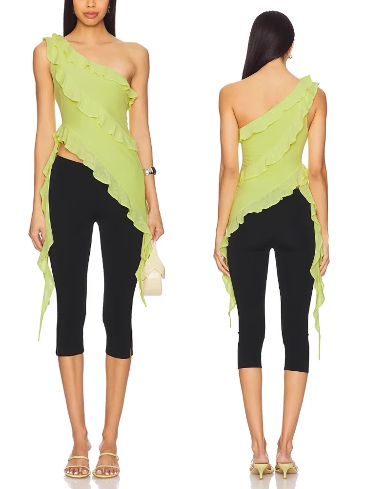 Slim Fit Sleeveless Strap Vest Women's Green Top Asymmetrical Hem Design Leaf Drifting Band Commute Style Polyester Fiber
Slim Fit Sleeveless Strap Vest Women's Green Top Asymmetrical Hem Design Leaf Drifting Band Commute Style Polyester Fiber