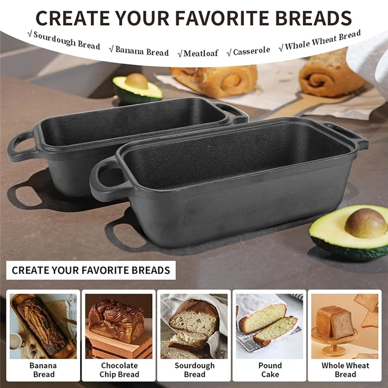 【Party-Decoration】Cast Iron For Baking Bread Pan With Lid–Heavy Duty Loaf Pan Set Of 2 For Oven(Black)
【Party-Decoration】Cast Iron For Baking Bread Pan With Lid–Heavy Duty Loaf Pan Set Of 2 For Oven(Black)