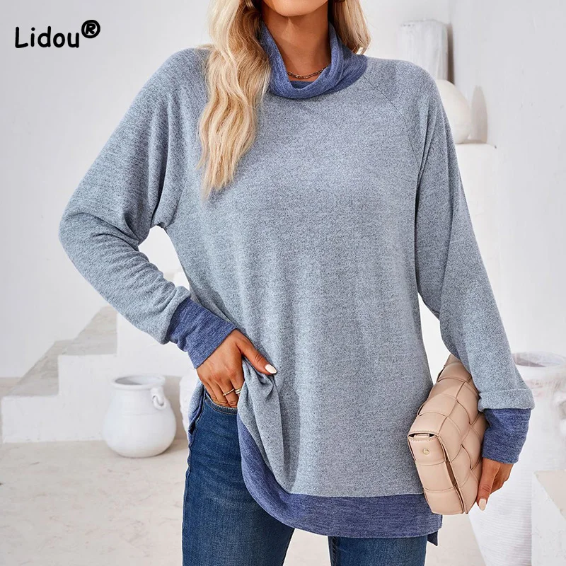 Women's Scarf Collar Color Matching Long Sleeved T-shirt Autumn and Winter Colored Cotton Cashmere Loose Fitting Pullover Tops
Women's Scarf Collar Color Matching Long Sleeved T-shirt Autumn and Winter Colored Cotton Cashmere Loose Fitting Pullover Tops