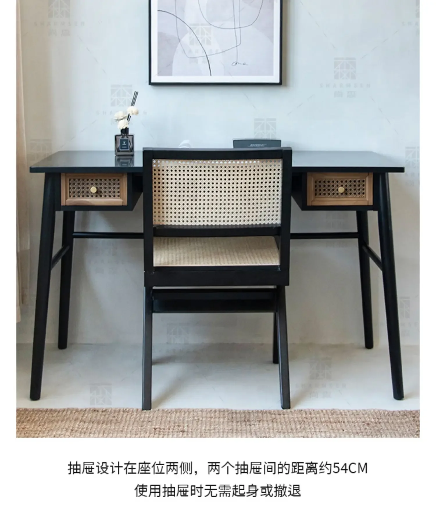 American simple black desk light luxury modern study bedroom one-word computer desk
American simple black desk light luxury modern study bedroom one-word computer desk