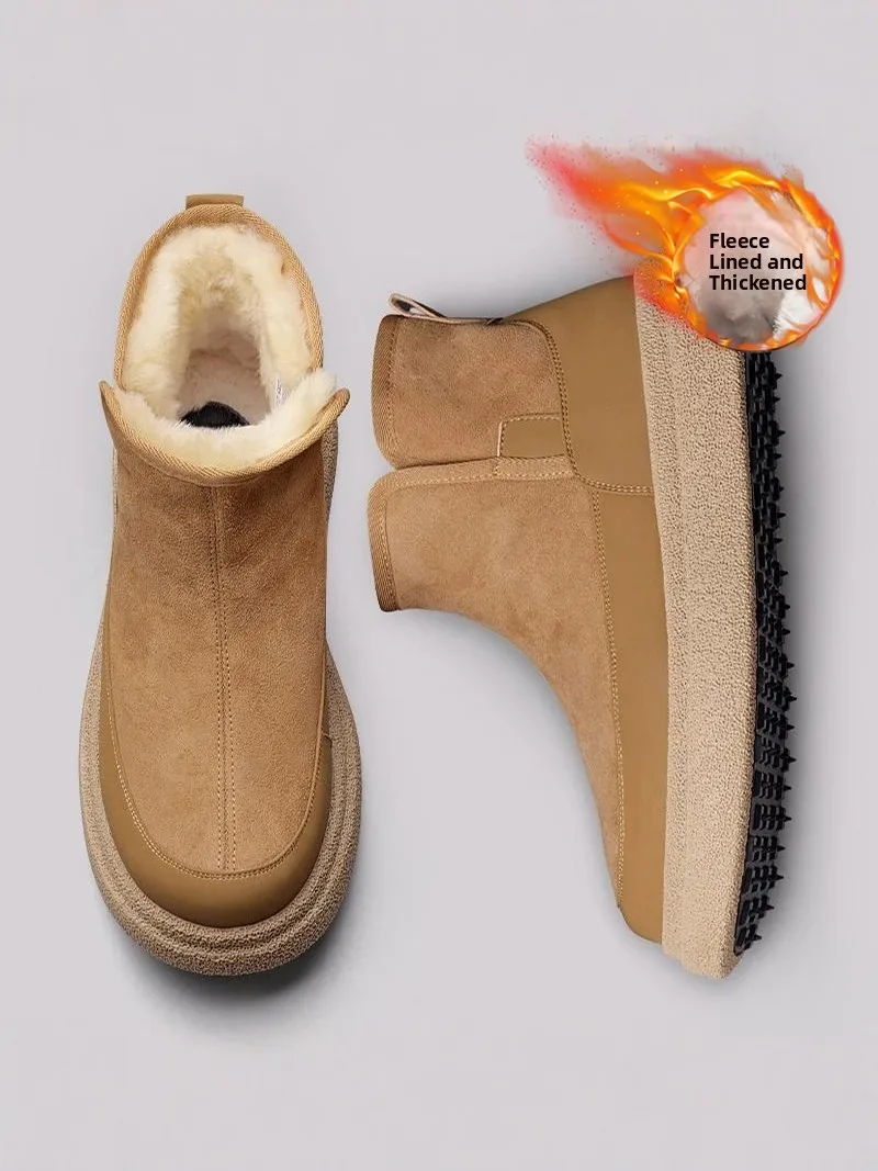 Men's Winter Thickened Fleece Lined Snow Boots Bread Style Leather Fur Integrated Warm Cotton Shoes Low Heel round Toe Boots
Men's Winter Thickened Fleece Lined Snow Boots Bread Style Leather Fur Integrated Warm Cotton Shoes Low Heel round Toe Boots