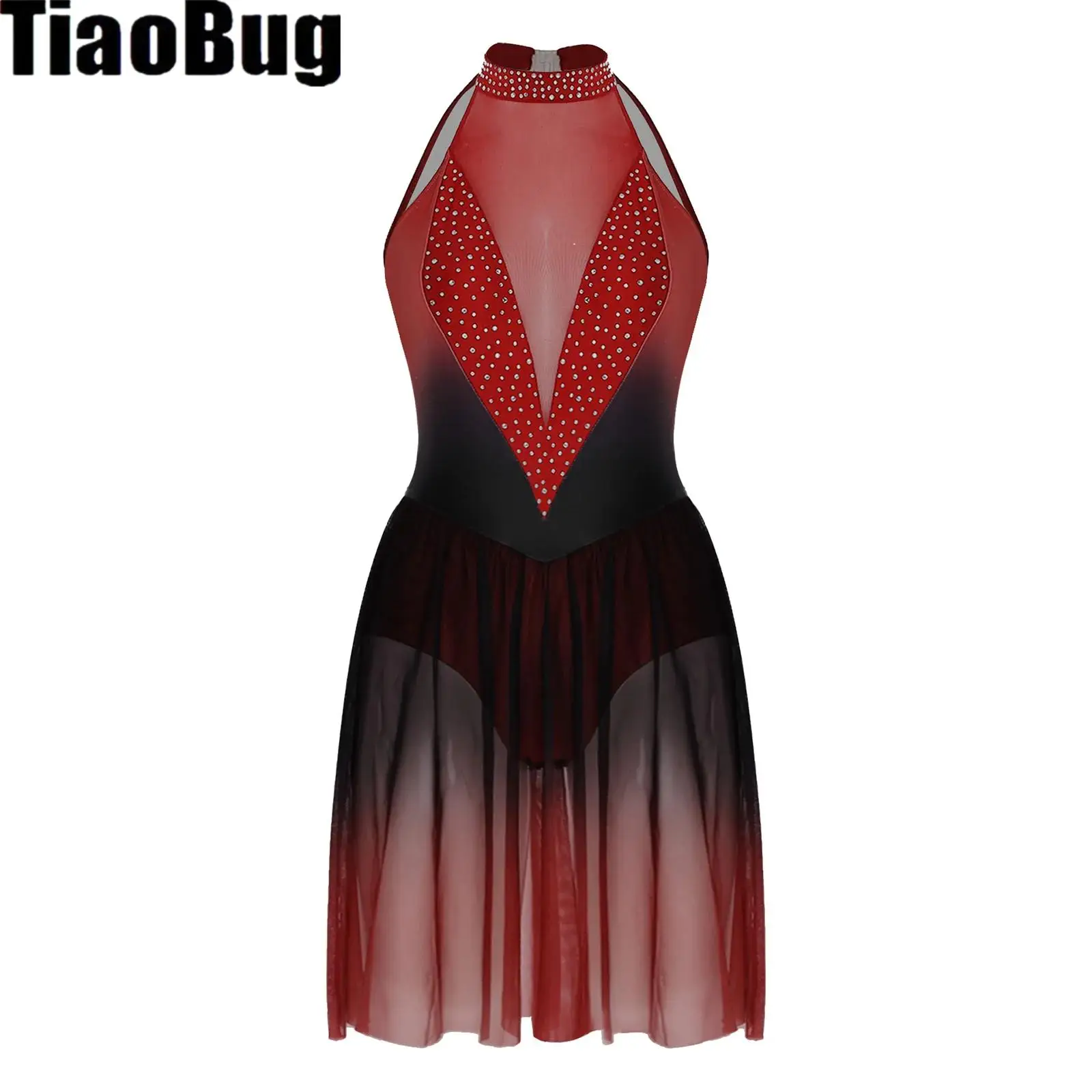 Women Lyrical Dance Costume Halter Sleeveless Rhinestones Ballet Gymnastic Leotard Dress Sheer Modern Figure Skating Performance
Women Lyrical Dance Costume Halter Sleeveless Rhinestones Ballet Gymnastic Leotard Dress Sheer Modern Figure Skating Performance