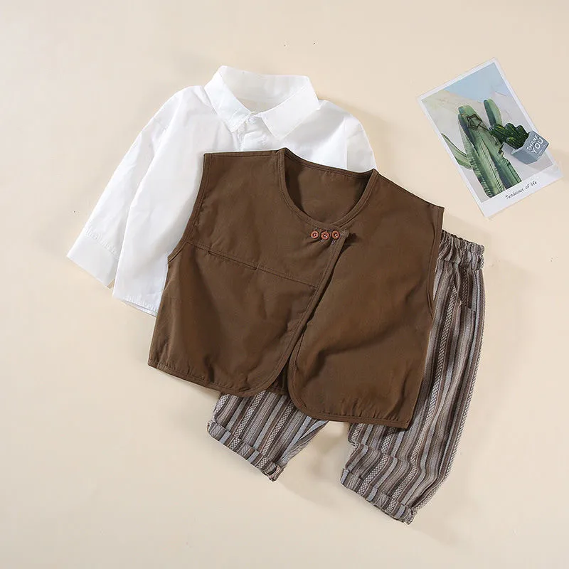New Children's Korean Handsome Shirt Vest Pants Outfits Tracksuit Spring and Autumn Baby Boys' Clothing Set
New Children's Korean Handsome Shirt Vest Pants Outfits Tracksuit Spring and Autumn Baby Boys' Clothing Set
