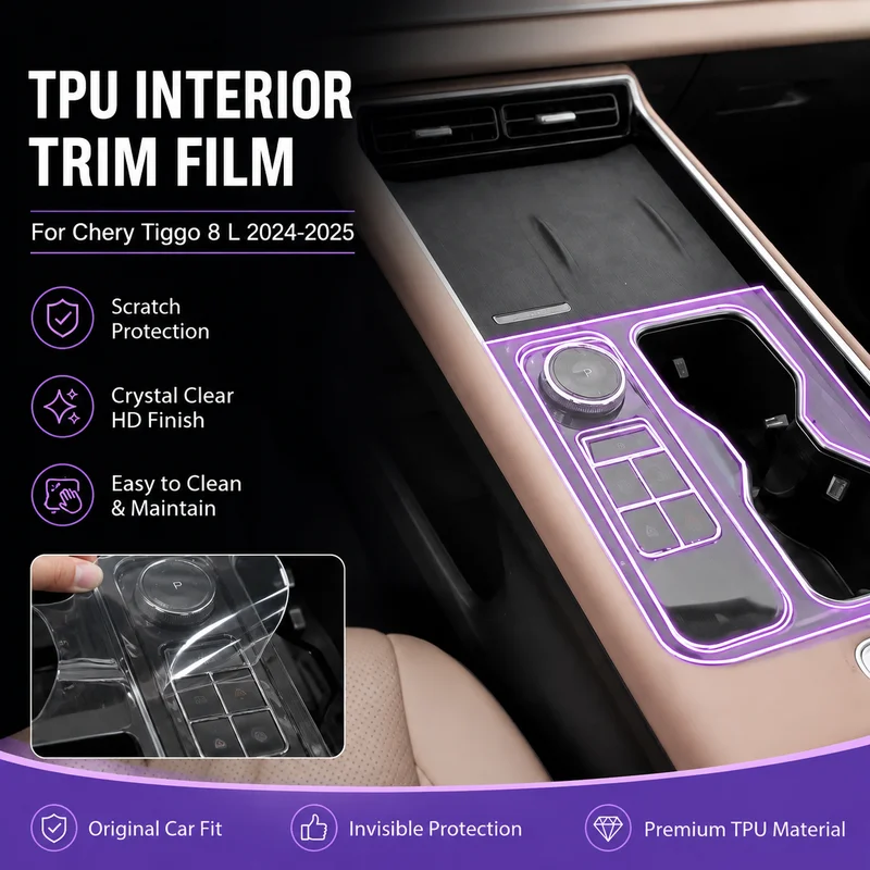 TPU Interior Trim Film for Chery Tiggo 8 L 2024-2025 Center Console Gear Shift Cover - Clear High-Definition Car Accessory
TPU Interior Trim Film for Chery Tiggo 8 L 2024-2025 Center Console Gear Shift Cover - Clear High-Definition Car Accessory