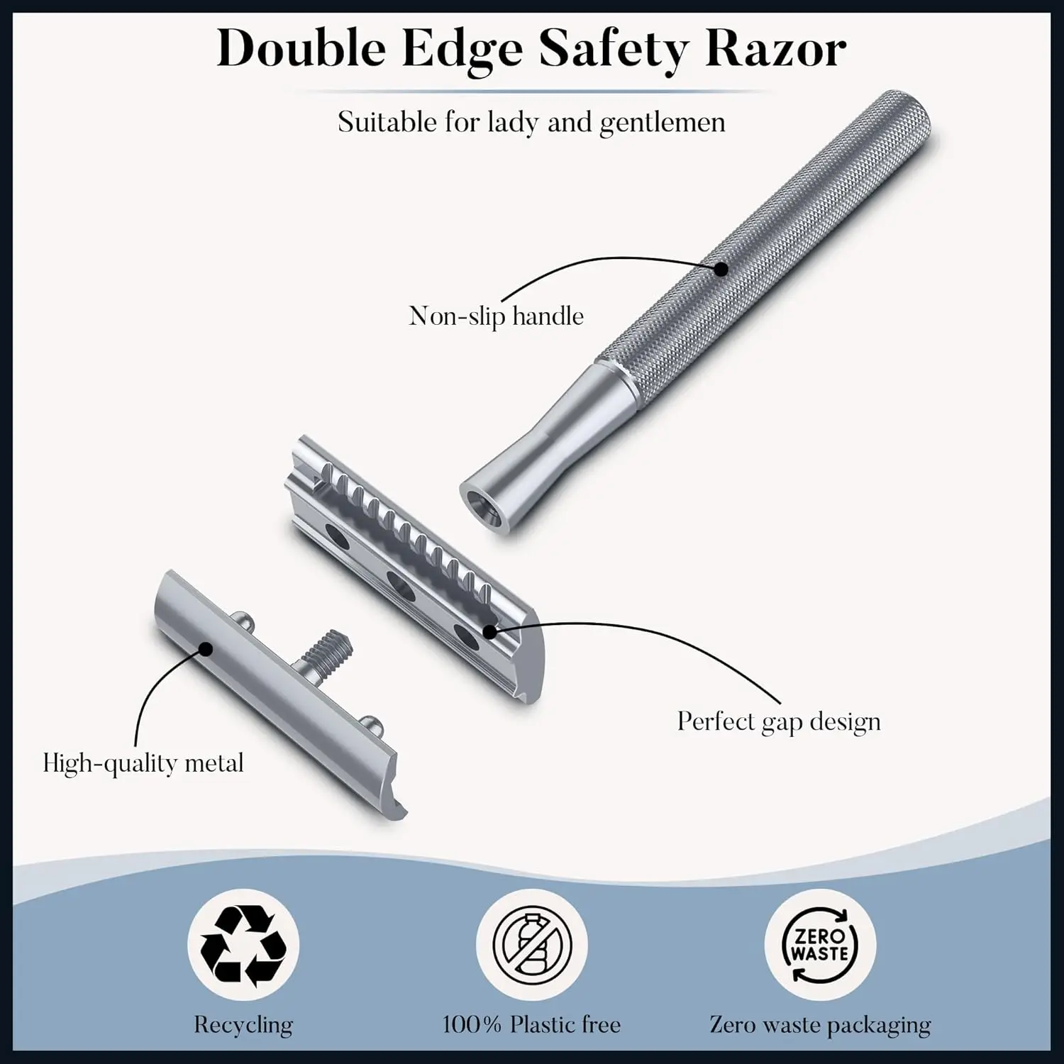 Eco-Friendly Razor razors Double Edge Safety Razor for Men & Women Metal Razor with 10 Platinum Coated Safety Razor Blades
Eco-Friendly Razor razors Double Edge Safety Razor for Men & Women Metal Razor with 10 Platinum Coated Safety Razor Blades