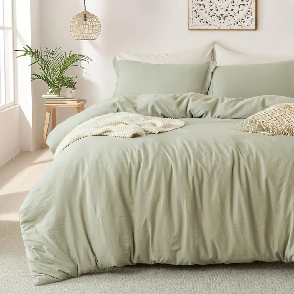 Super Sot Duvet Cover - 100% Washed Microiber ber Mist Sage Comorter Cover Set 3 Pieces with Zipper Closure & Ties (No Comorter)
Super Sot Duvet Cover - 100% Washed Microiber ber Mist Sage Comorter Cover Set 3 Pieces with Zipper Closure & Ties (No Comorter)