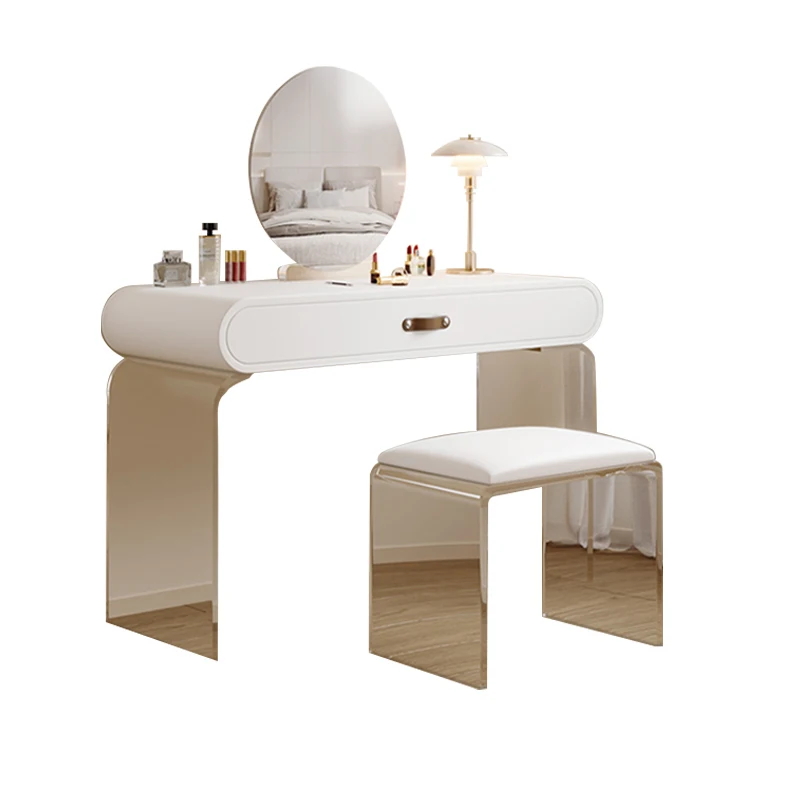 High Quality Dressing Desk With Round Mirror And Lights And Stool For Vanity Room
High Quality Dressing Desk With Round Mirror And Lights And Stool For Vanity Room