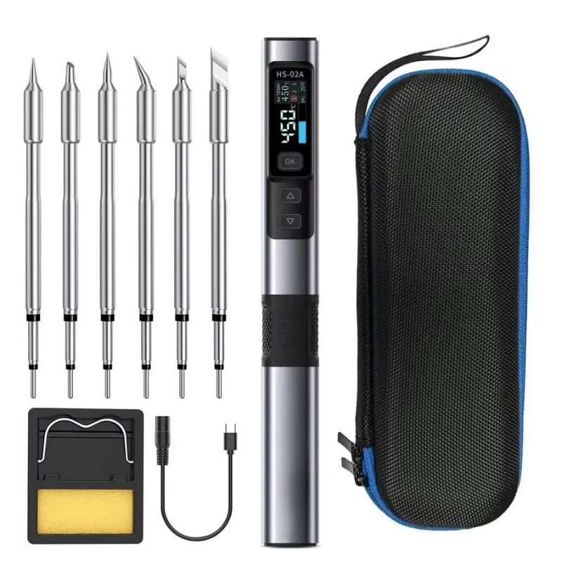 HS-02A 2PCS Smart Soldering Iron Kit 100W PD Fast Heating Adjustable Temp Portable USB-C 6 Soldering Tips Storage Bag
HS-02A 2PCS Smart Soldering Iron Kit 100W PD Fast Heating Adjustable Temp Portable USB-C 6 Soldering Tips Storage Bag
