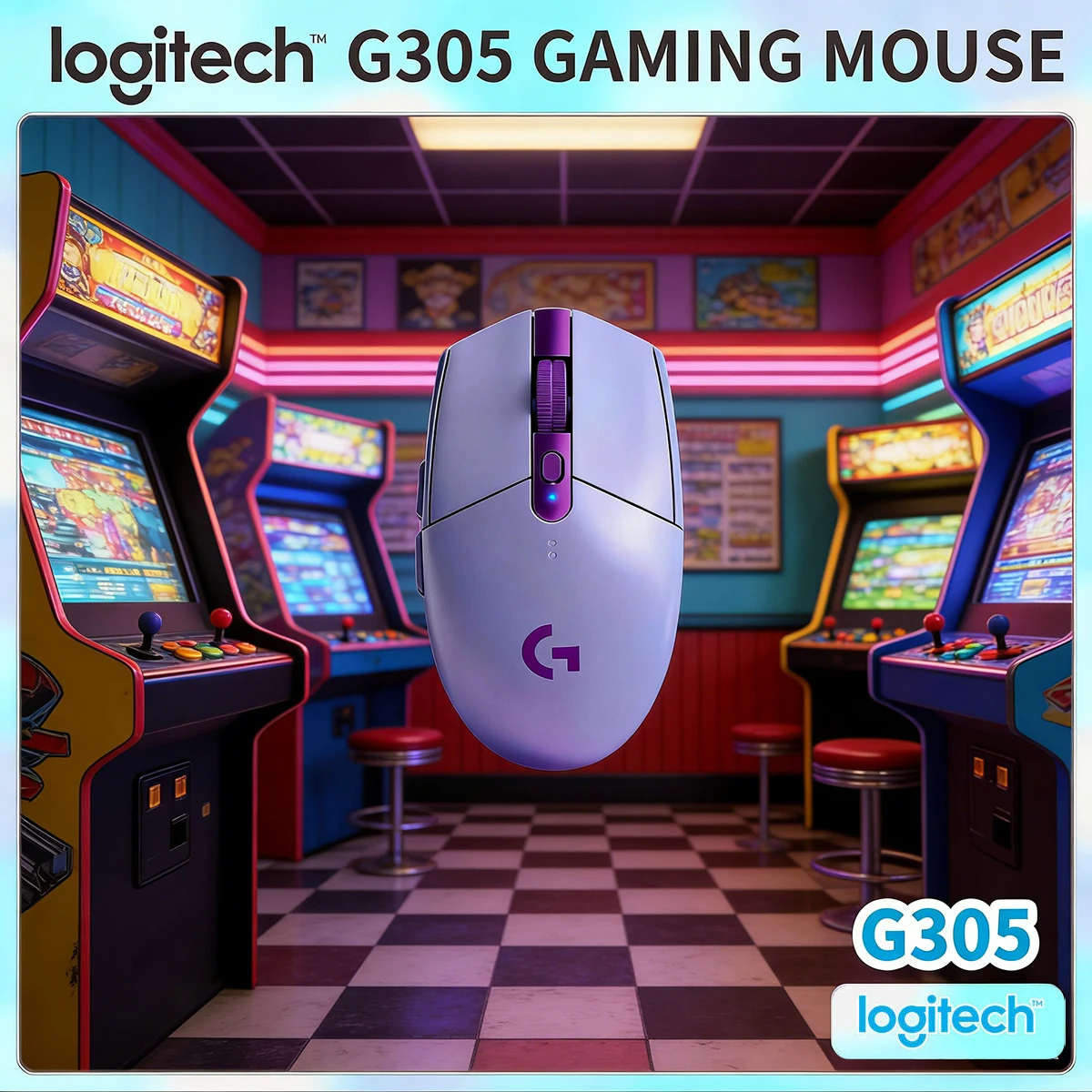 Logitech G305 Wireless GamingMouse 12000 DPI HERO Precision Tracking 6 Customizable Buttons Ergonomic Streamlined Shape FitforPC