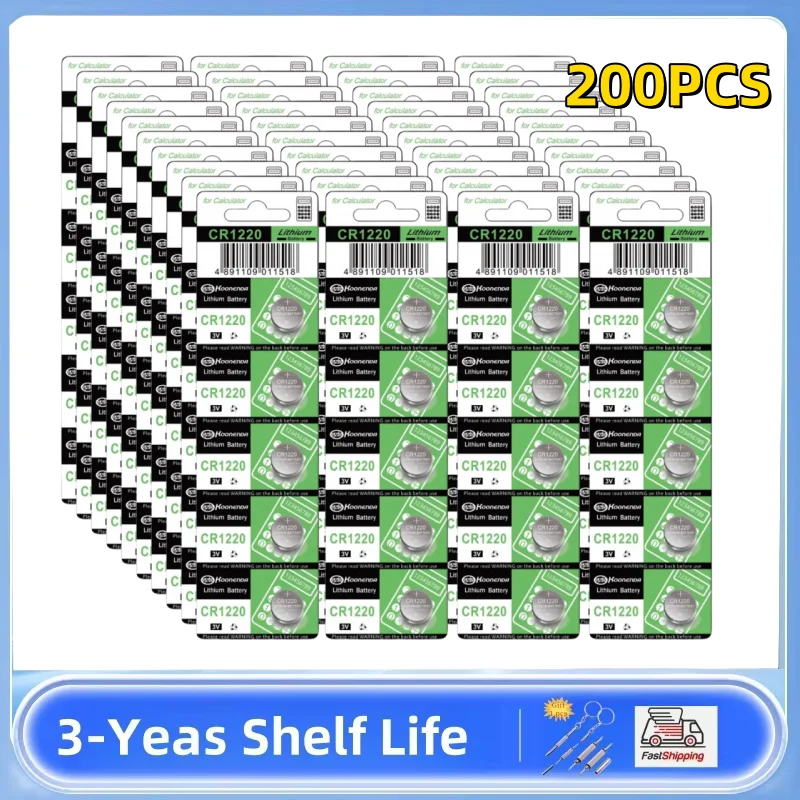 200pcs 45mAh CR1220 Button Coin Cell Battery For Watch Car Remote Key CR 1220 ECR1220 GPCR1220 5012LC 3V Lithium Batteies
200pcs 45mAh CR1220 Button Coin Cell Battery For Watch Car Remote Key CR 1220 ECR1220 GPCR1220 5012LC 3V Lithium Batteies