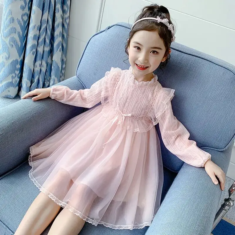 Girls Long sleeved dress Spring and Autumn New Korean Style Elegant Little Girl Lace Princess Dress Children's Mesh Dress
Girls Long sleeved dress Spring and Autumn New Korean Style Elegant Little Girl Lace Princess Dress Children's Mesh Dress