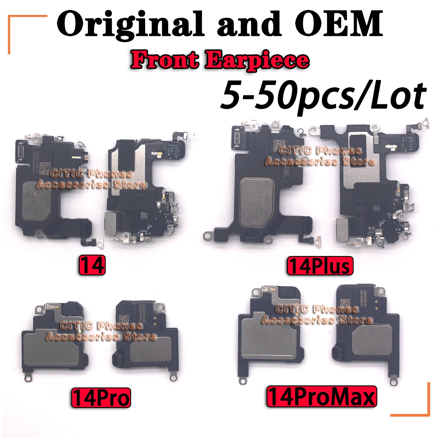 5-50Pcs Original And (OEM) Front Earpiece For iPhone 14 Sereis 14Pro 14 Plus 14ProMax Sound Speaker Ear Pieces Replacement Parts
5-50Pcs Original And (OEM) Front Earpiece For iPhone 14 Sereis 14Pro 14 Plus 14ProMax Sound Speaker Ear Pieces Replacement Parts