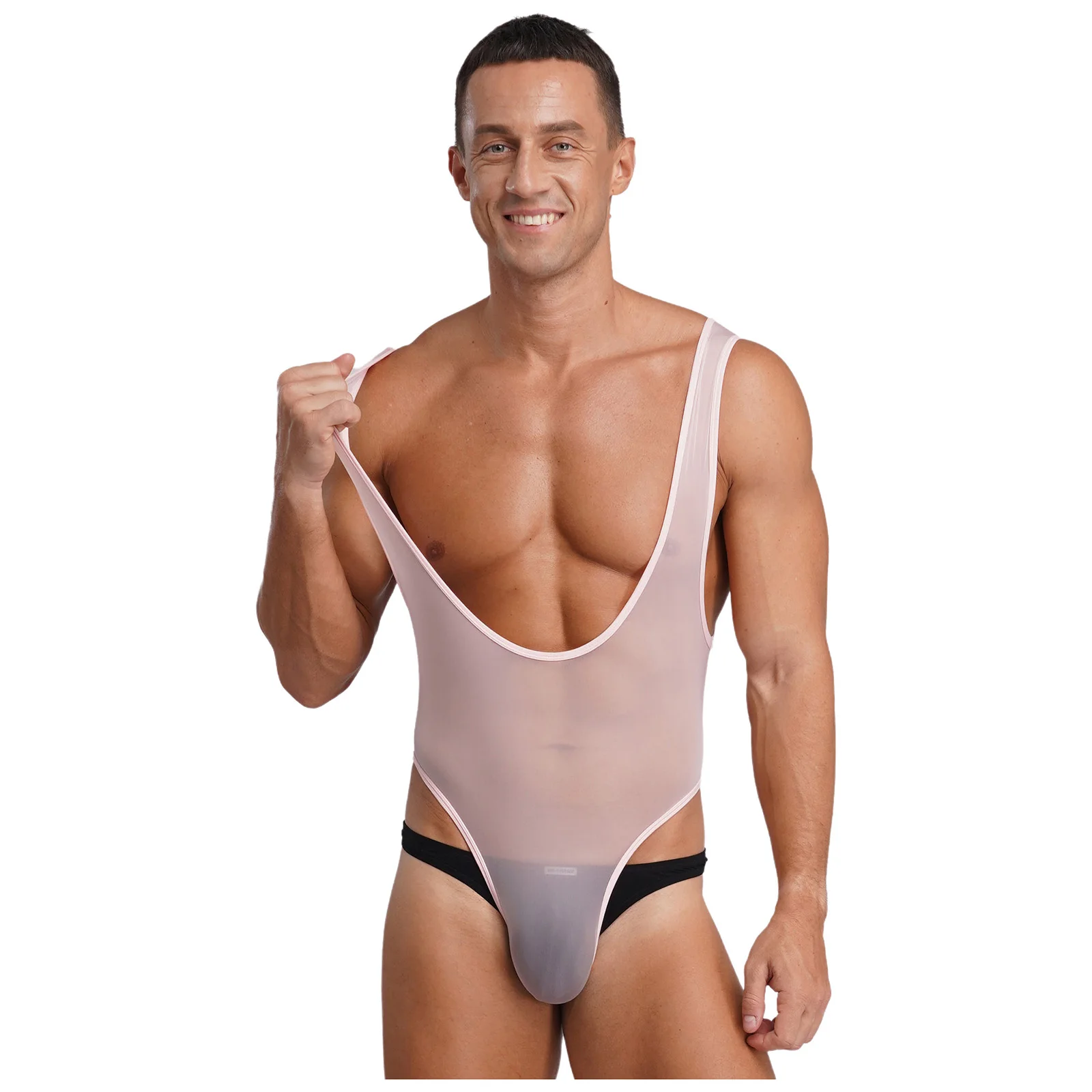 Gay Mens Lingerie One-piece Bodysuit Sheer Showing Chest Muscle Bulge Pouch Slim Mankini Jumpsuit Swimwear Rave Party Costume
Gay Mens Lingerie One-piece Bodysuit Sheer Showing Chest Muscle Bulge Pouch Slim Mankini Jumpsuit Swimwear Rave Party Costume