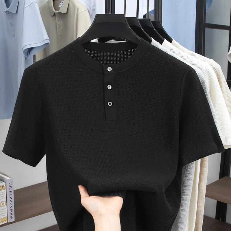 Новая модная трикотажная кофта с воротником Хенли, летняя дышащая льняная вязаная футболка с коротким рукавом из лиоцелла, пуловеры 2026
Новая модная трикотажная кофта с воротником Хенли, летняя дышащая льняная вязаная футболка с коротким рукавом из лиоцелла, пуловеры 2026