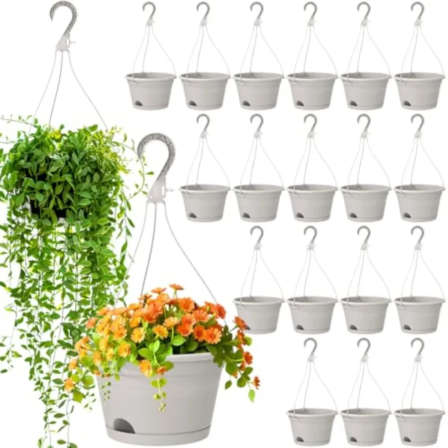 20 Pcs 10 Inch Hanging Baskets for Plants Large Plastic Hanging Basket Pots with Drainage Trays Self Watering Planter Pots for
20 Pcs 10 Inch Hanging Baskets for Plants Large Plastic Hanging Basket Pots with Drainage Trays Self Watering Planter Pots for