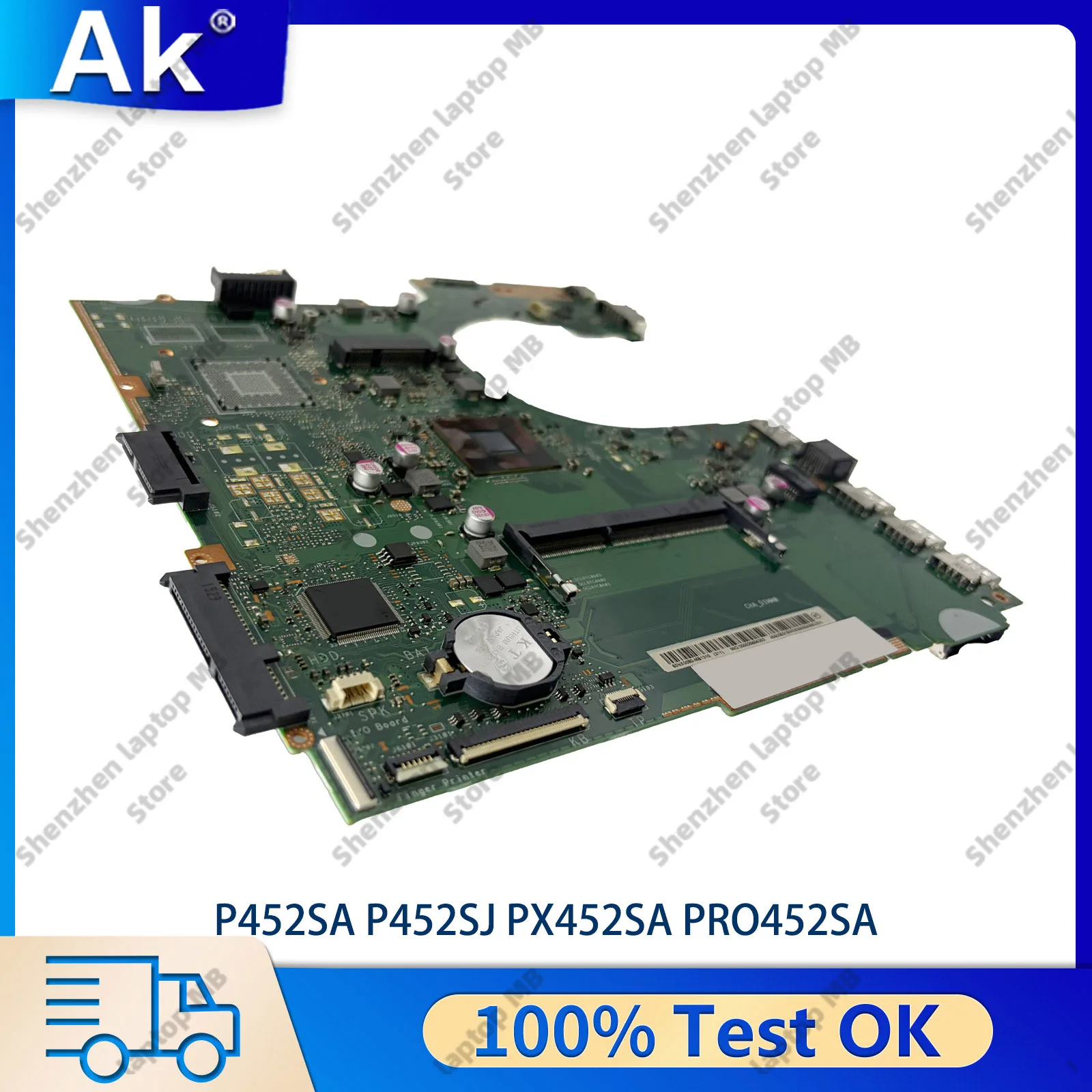 P452SA Laptop Motherboard For ASUS P452SA P452SJ PX453S P452S PE453S PRO452S Notebook Mainboard With Celeron CPU 108% tests OK
P452SA Laptop Motherboard For ASUS P452SA P452SJ PX453S P452S PE453S PRO452S Notebook Mainboard With Celeron CPU 108% tests OK