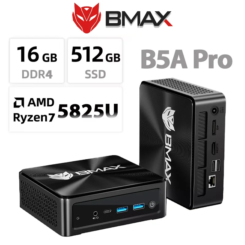 B5A Pro Mini PC | AMD Ryzen 7 5825U 8-Core | 16GB DDR4 512GB SSD | Win11 Pro | DP+HDMI+USB-C | WiFi 6 | BT 5.3 | 410g Ultra-Slim
B5A Pro Mini PC | AMD Ryzen 7 5825U 8-Core | 16GB DDR4 512GB SSD | Win11 Pro | DP+HDMI+USB-C | WiFi 6 | BT 5.3 | 410g Ultra-Slim
