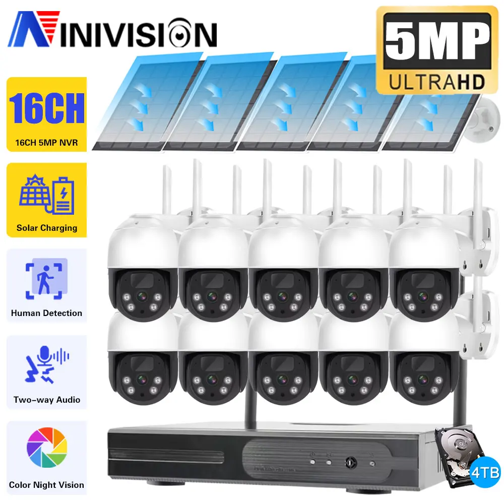 10CH Low-Power 5MP WiFi Surveillance System with Solar Cameras P2P NVR, Auto Tracking & 2-Way Audio CCTV Camera Security Kit
10CH Low-Power 5MP WiFi Surveillance System with Solar Cameras P2P NVR, Auto Tracking & 2-Way Audio CCTV Camera Security Kit