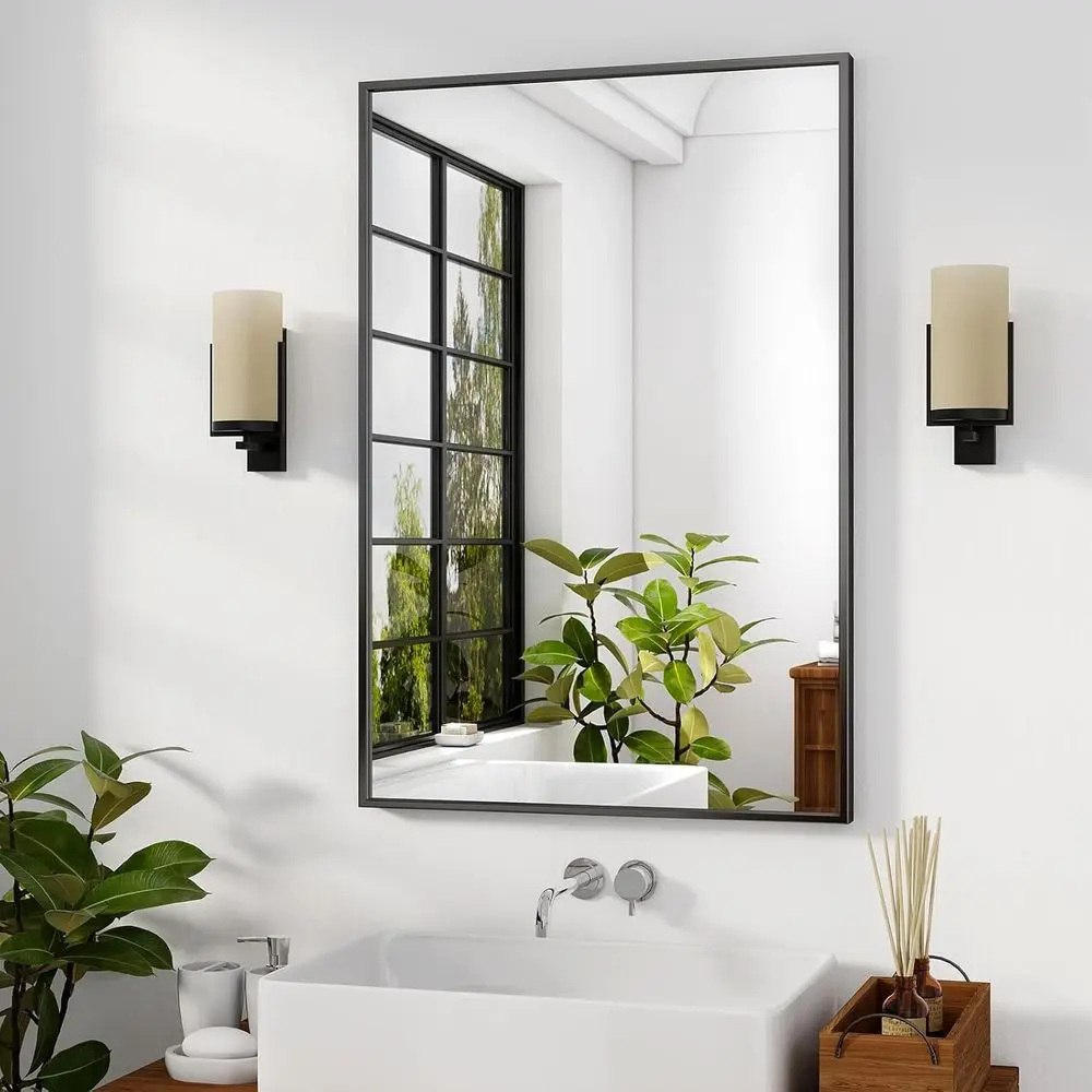 28"x20" Bathroom Mirror or Wall, Black ed RecMirror Alloy e Wall-Mounted Horizontally/Veally or Entryway/Bedroom/Vanity
28"x20" Bathroom Mirror or Wall, Black ed RecMirror Alloy e Wall-Mounted Horizontally/Veally or Entryway/Bedroom/Vanity