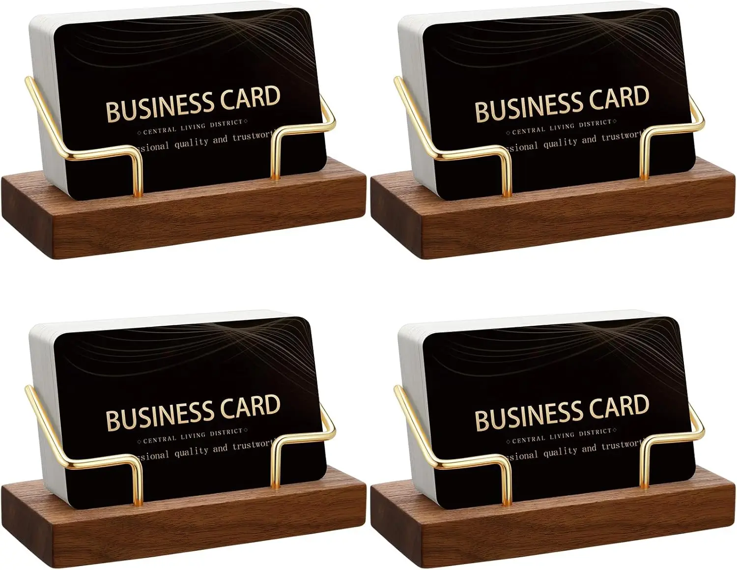 4 Pcs Wood & Metal Business Card Holder for Desk, Large Capacity Name Card Display for Office Home
4 Pcs Wood & Metal Business Card Holder for Desk, Large Capacity Name Card Display for Office Home