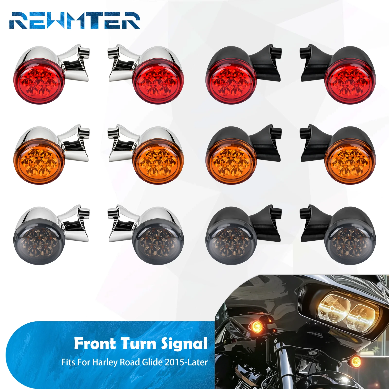 Motorcycle Front Turn Signals LED Light 4 Wires Brake Running Indicator Lamp Chrome Black For Harley Touring Road Glide 2015-UP
Motorcycle Front Turn Signals LED Light 4 Wires Brake Running Indicator Lamp Chrome Black For Harley Touring Road Glide 2015-UP