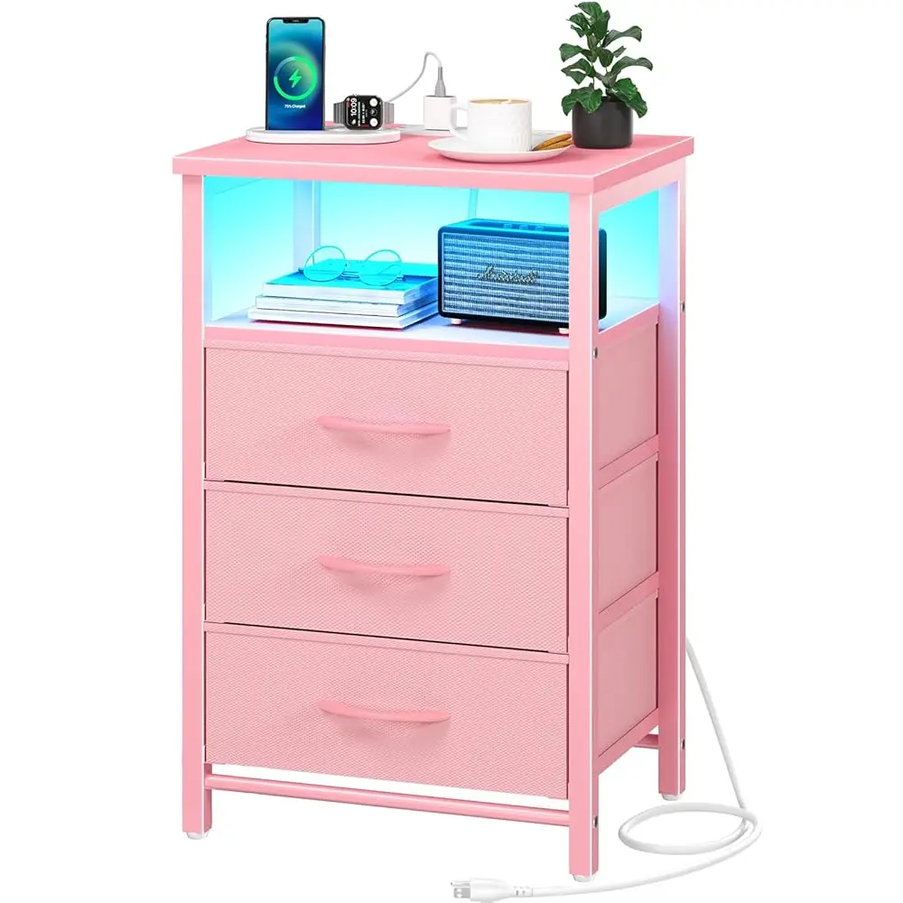 Night Stand With Charging Station, 16 Colors Led Nightstand With Usb Ports And Outlets, End Table With 3 Fabric Drawers And
Night Stand With Charging Station, 16 Colors Led Nightstand With Usb Ports And Outlets, End Table With 3 Fabric Drawers And