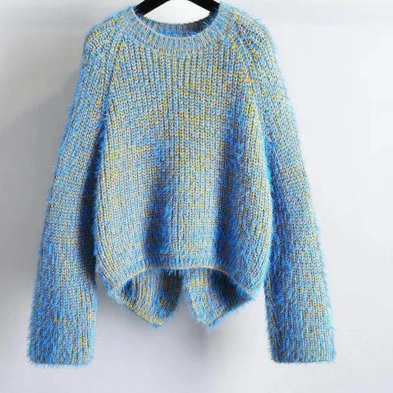 2025 Autumn Winter Casual Y2K Knitting Long Sleeve Pullovers For Women Vintage Loose Fit Blue Cozy Knitwear Sweater Top
2025 Autumn Winter Casual Y2K Knitting Long Sleeve Pullovers For Women Vintage Loose Fit Blue Cozy Knitwear Sweater Top