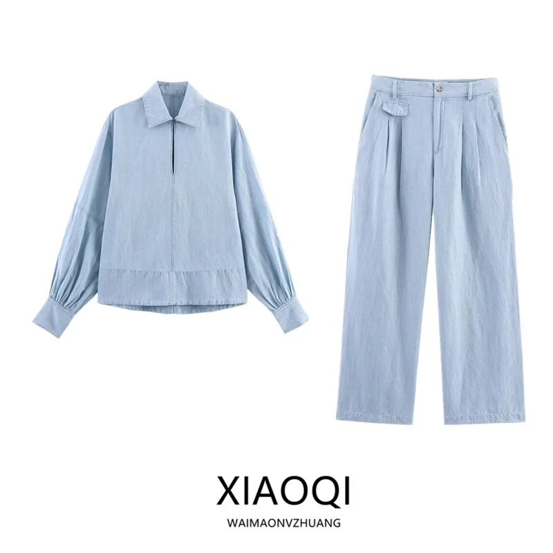 Осень 2023. Женские джинсовые длинные брюки све irt с высокой талией. Комплект модных длинных брюк с высокой талией. Европейские брюки для взрослых. 
Осень 2023. Женские джинсовые длинные брюки све irt с высокой талией. Комплект модных длинных брюк с высокой талией. Европейские брюки для взрослых.