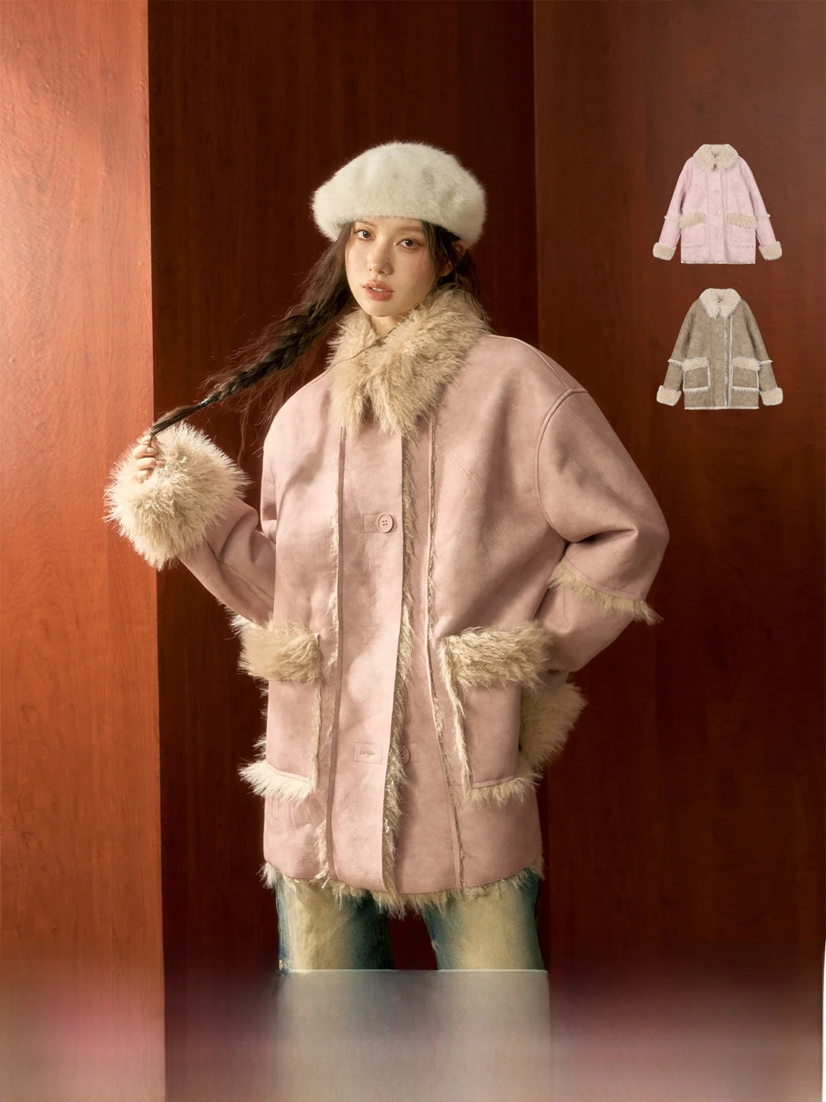 7Shiftin Original Design Double Color Plush Leather Coat Autumn Winter New Loose Warm Fur Outerwear Women's Commute Style
7Shiftin Original Design Double Color Plush Leather Coat Autumn Winter New Loose Warm Fur Outerwear Women's Commute Style