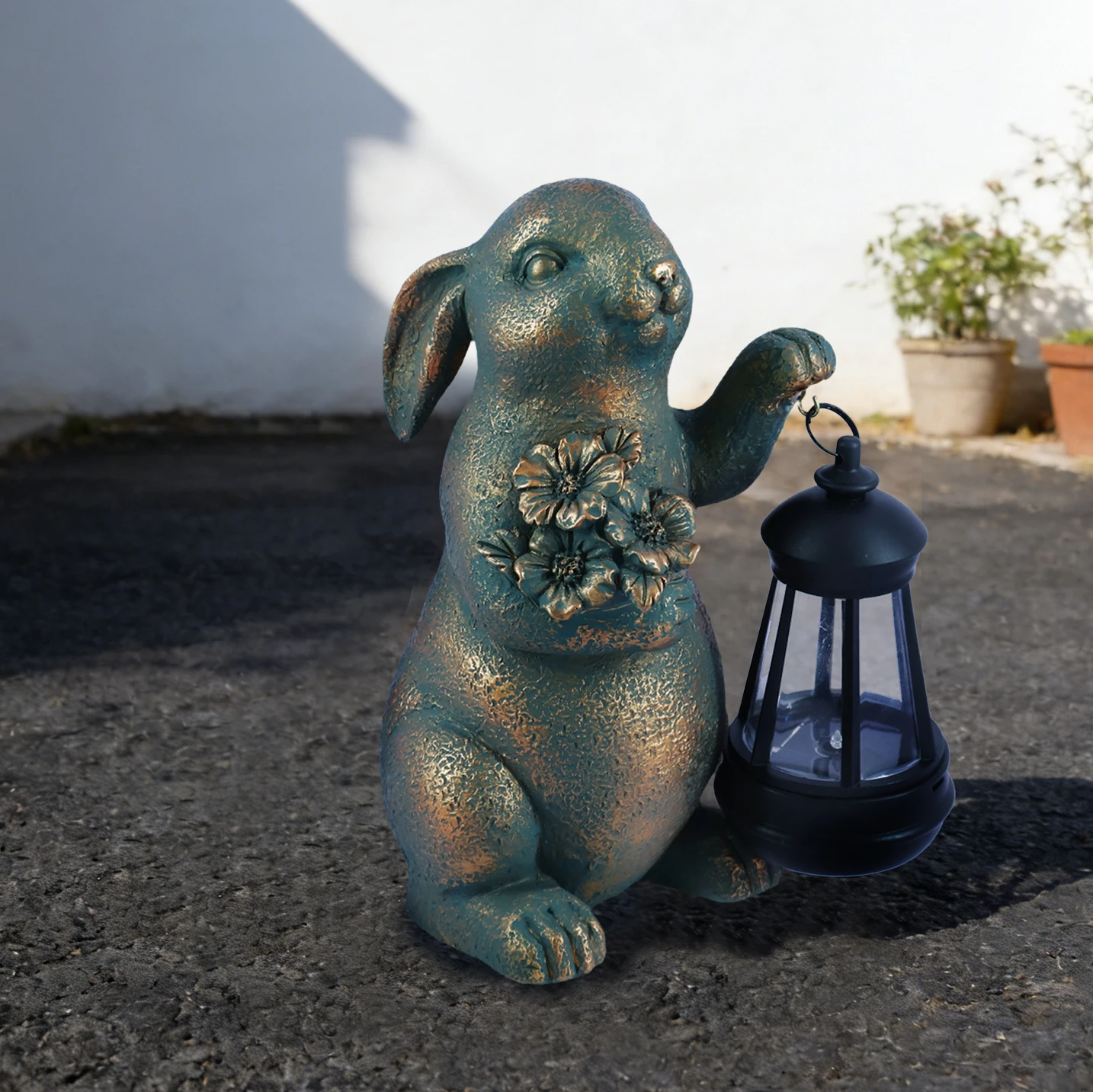 Bronze Finish Bunny Figurine with Solar Lantern & Flowers - Outdoor Garden Decor
Bronze Finish Bunny Figurine with Solar Lantern & Flowers - Outdoor Garden Decor
