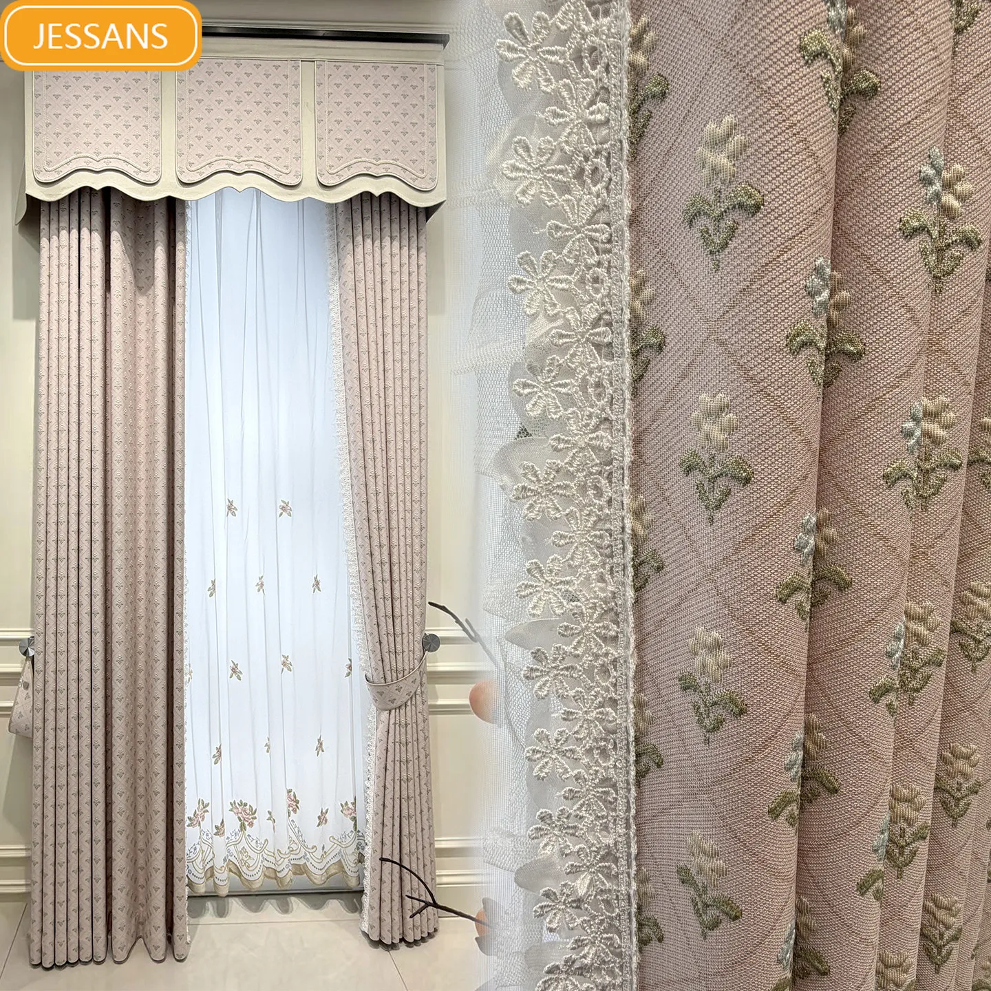 New French Retro Relief Powder Chenille Jacquard Lace Curtains for Living Room Bedroom French Window Customized Villa Valance
New French Retro Relief Powder Chenille Jacquard Lace Curtains for Living Room Bedroom French Window Customized Villa Valance