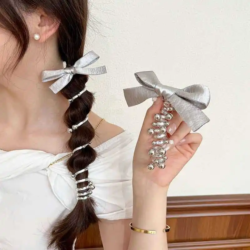 2 Pcs Women's Scrunchy Silver Bow Fashionable Phone Line Elegant Hair Tie High Elasticity Ponytail Sweet Cute Hair Accessory
2 Pcs Women's Scrunchy Silver Bow Fashionable Phone Line Elegant Hair Tie High Elasticity Ponytail Sweet Cute Hair Accessory