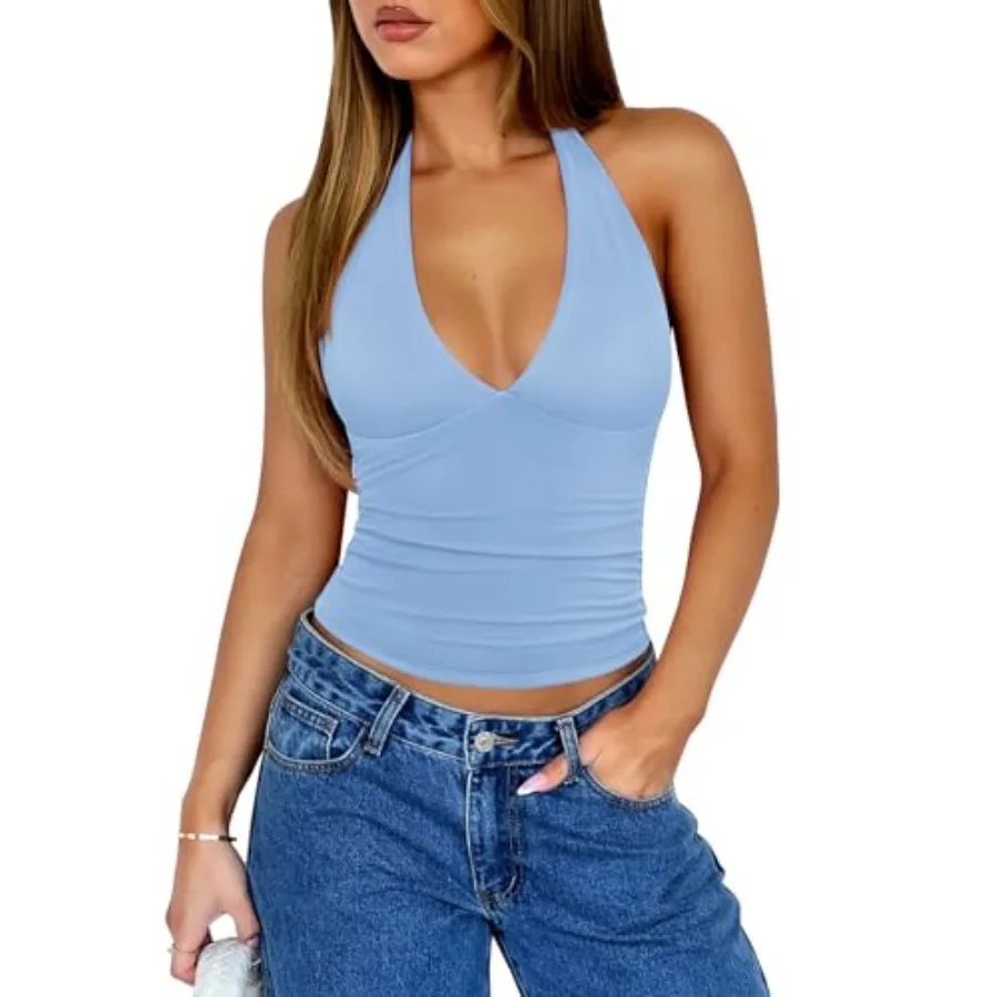 REORIA Womens Halter Tank Tops Double Lined Basic Cami Shirts Sexy Backl Y2K Trendy Going Out Tops
REORIA Womens Halter Tank Tops Double Lined Basic Cami Shirts Sexy Backl Y2K Trendy Going Out Tops