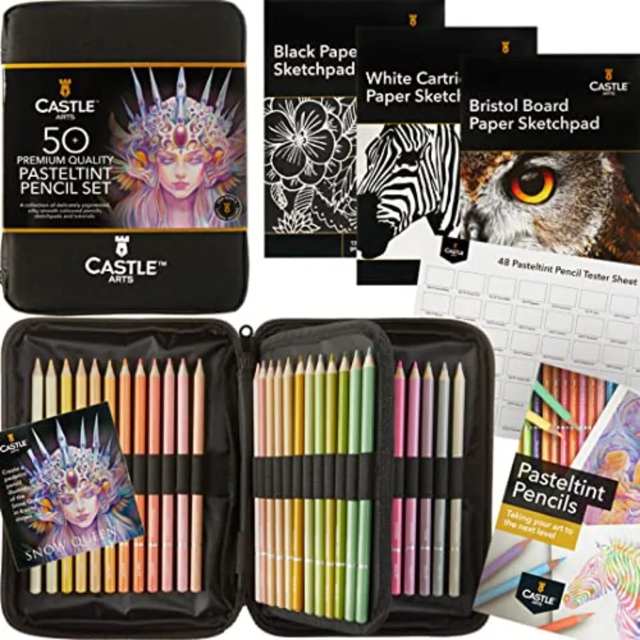 48 Pasteltint Coloured Pencils Set with Extras Quality Colours in Softer, Sumptuous Tones For Professional and Adult Artists In
48 Pasteltint Coloured Pencils Set with Extras Quality Colours in Softer, Sumptuous Tones For Professional and Adult Artists In