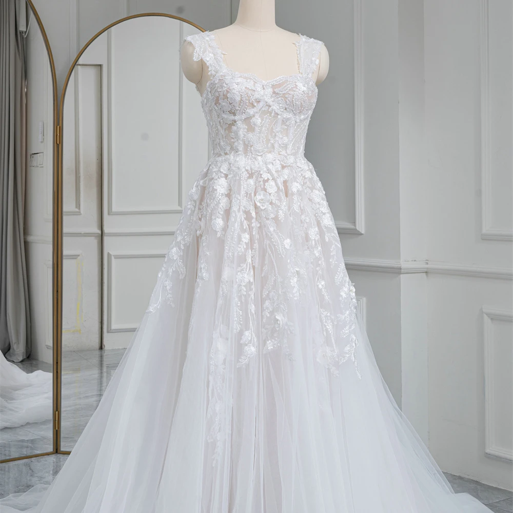A Line 3D Flowers Straps Sweetheart Neckline Lace Up Back Lace Elegant Wedding Dresses Dress For Bride Rl307
A Line 3D Flowers Straps Sweetheart Neckline Lace Up Back Lace Elegant Wedding Dresses Dress For Bride Rl307
