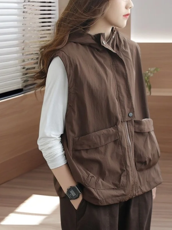 Hooded Vest Women's Spring New Style Casual Workwear Pocket Large Size Loose Artistic Retro Jacket Versatile Shoulder Pad
Hooded Vest Women's Spring New Style Casual Workwear Pocket Large Size Loose Artistic Retro Jacket Versatile Shoulder Pad