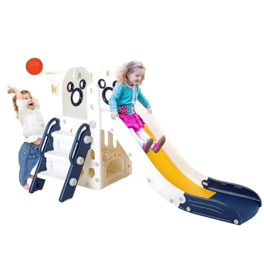 6 in 1 Toddler Slide for Indoor and Outdoor Use, Sturdy Plastic Slide with Basketball Hoop and Telescope, Dark Blue, Non-Slip S
6 in 1 Toddler Slide for Indoor and Outdoor Use, Sturdy Plastic Slide with Basketball Hoop and Telescope, Dark Blue, Non-Slip S